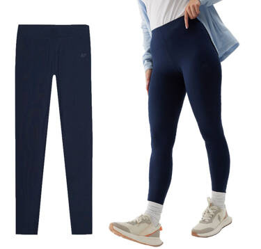 Legginsy damskie na siłownie 4F F137 z bawełny granat