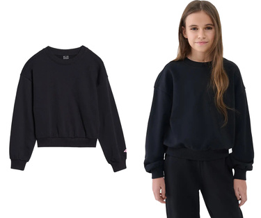Bluza dresowa dziewczęca 4F F1479 z bawełny czarna