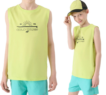 Koszulka bez rękawów 4F M163 T-shirt bawełniany na lato neon
