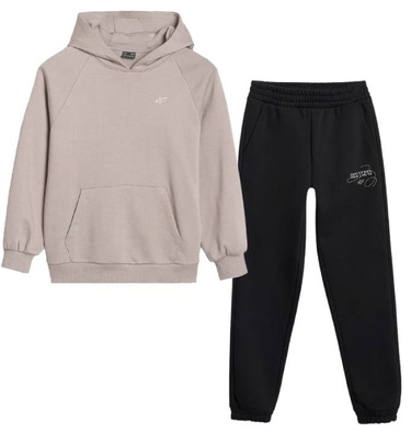 Dres sportowy 4F beżowa bluza czarne spodnie 2pak