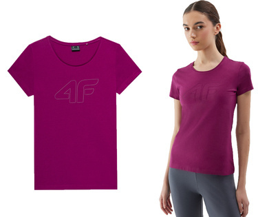 Koszulka damska 4F F1163 z bawełny fioletowa