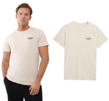 Koszulka męska 4F M1974 bawełniana na lato beżowa