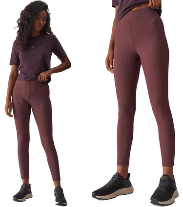 Legginsy damskie 4F F185 z prążkowanej dzianiny fiolet