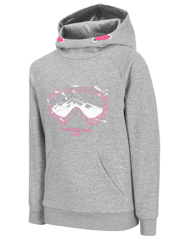 Bluza dziewczęca dresowa 4F JBLD006A z kapturem szara