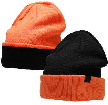 Czapka męska zimowa 4F CAM007 dwustronna pomarańcz i czarny