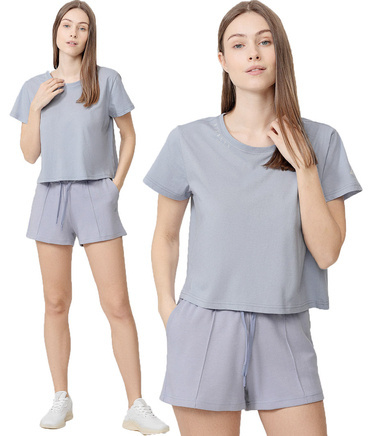 T-shirt damski 4F TSD043 crop top oversize niebieski