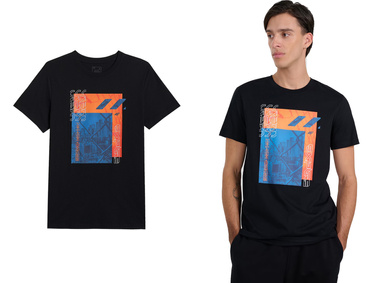 Koszulka męska 4F M3123 z nadrukiem z bawełny czarny