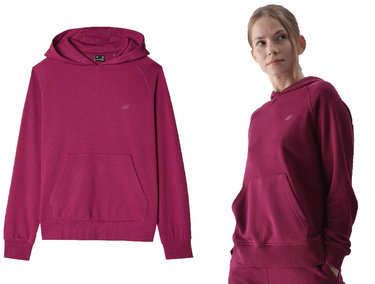 Bluza dresowa damska 4F F1468 z kapturem z bawełny fiolet