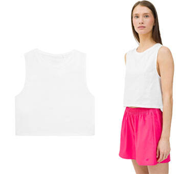 Koszulka damska bez rękawów 4F F071 crop top oversize biały