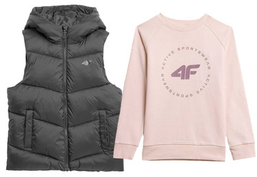 Zestaw dziewczęcy 4F bluza dresowa i kamizelka