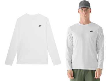 Longsleeve męski 4F M375 gładka bluzka z bawełny biała