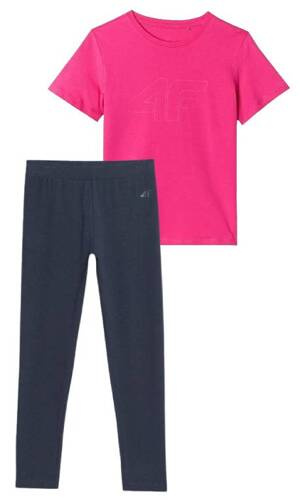 Zestaw sportowy 4F 2pak, różowa koszulka i legginsy