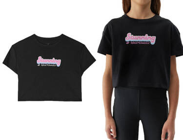 Koszulka dziewczęca 4F F1151 crop top z bawełny czarny