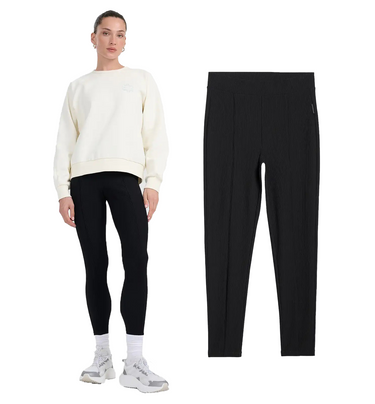 Legginsy damskie prążkowane 4F dzianinowe getry sportowe F237 czarne