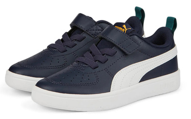 Buty sportowe PUMA z eko skóry 385836 07 na rzep granatowe