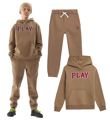 Dres ocieplany 4F brązowy bluza, spodnie dresowe