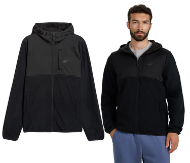Polar męski 4F bluza na zamek z kapturem M417 softshell czarny