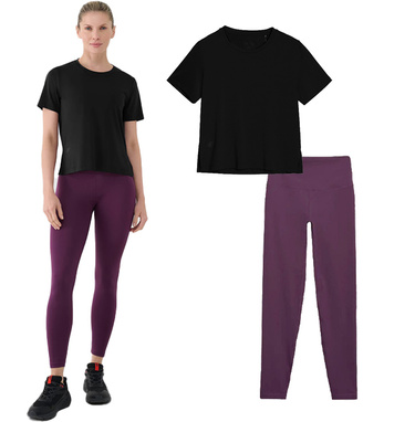 Zestaw na siłownie damski 4F koszulka i legginsy