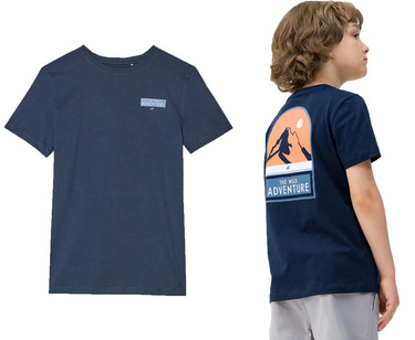 Koszulka chłopięca 4F M1131 z nadrukiem na plecach granat