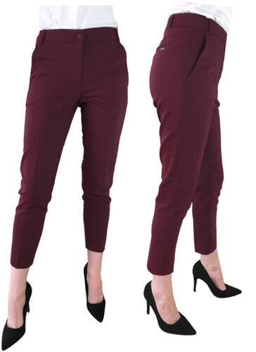 Spodnie eleganckie damskie Sigma bordo 7/8 cygaretki