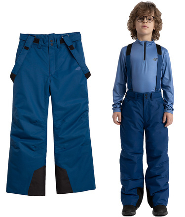 Spodnie narciarskie 4F dla dzieci M358 z szelkami Membrana 8000 granat