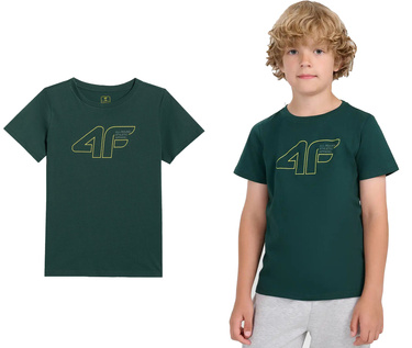 Koszulka chłopięca 4F M2417 T-shirt bawełniany na lato zielona
