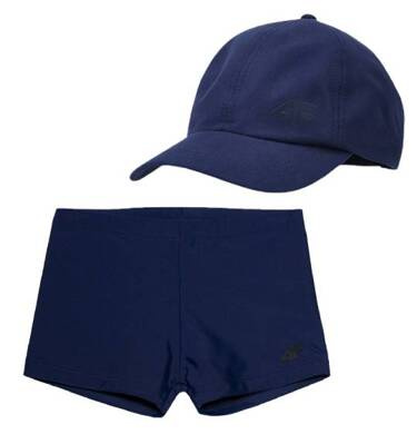 Zestaw chłopięcy 4F 2pak czapka z daszkiem, kąpielówki granat