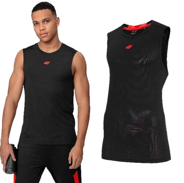 T-shirt sportowy męski 4F bez rękawów TSMF017 czarny