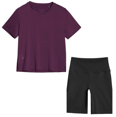 Zestaw sportowy na siłownie 4F koszulka oversize i dopasowane spodenki 