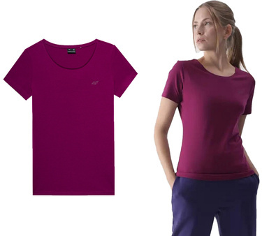 Koszulka damska bawełniana 4F F1845 T-shirt na lato fiolet