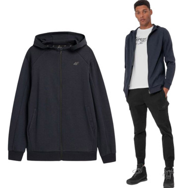 Bluza męska 4F BLM019 z kapturem na zamek granat
