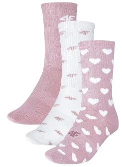 Skarpety wysokie F298 3 pary do połowy łydki różowe