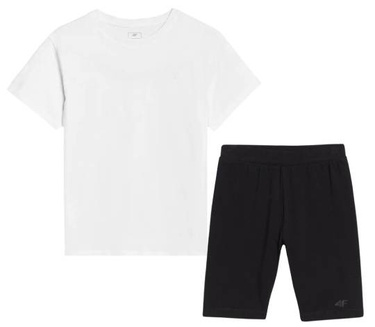 Strój na WF 2-częściowy 4F biała koszulka czarne kolarki