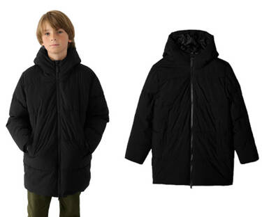 Płaszcz puchowy chłopięcy 4F M464 kurtka z kapturem czarna