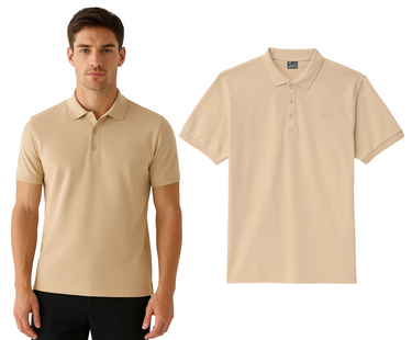 Koszulka męska POLO 4F M555 83S z bawełny beż