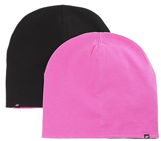 Czapka dwustronna 4F U397 beanie czarno-różowa
