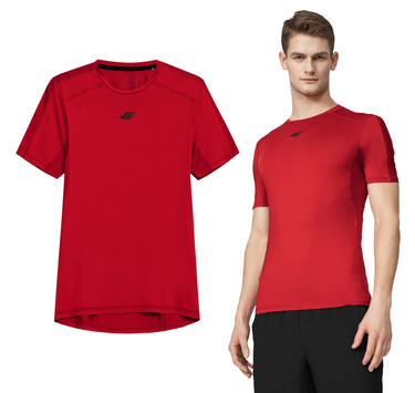 T-shirt męski sportowy 4F na siłownię do biegania czerwony