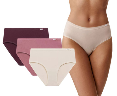Figi damskie ATLANTIC majtki classic 3CLP-004 3PAK wino róż beż