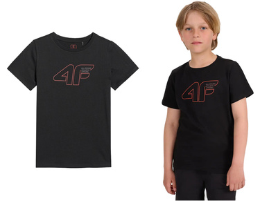 Koszulka chłopięca 4F M2417 T-shirt bawełniany na lato czarny