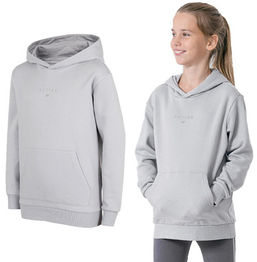 Bluza ocieplana 4F JBLD003 z kapturem szara