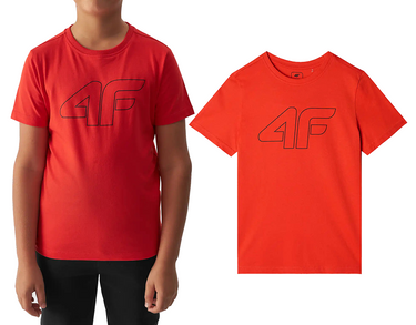 Koszulka chłopięca 4F M1627 T-shirt z bawełny pomarańczowy