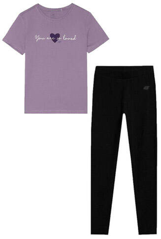 Zestaw dziewczęcy do szkoły 4F koszulka i legginsy