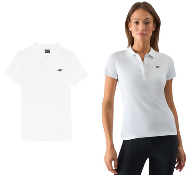 Koszulka damska POLO 4F F132 T-shirt z kołnierzykiem biały