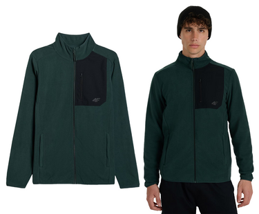 Polar męski 4F M414 ciepła bluza na zamek ciemna zieleń