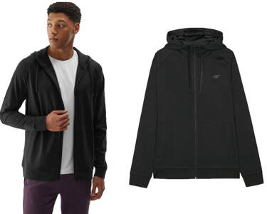Bluza sportowa męska 4F M403 na zamek z kapturem czarna