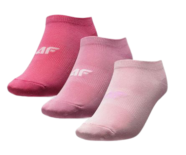 Skarpetki dziewczęce 4F sportowe L22 JSOD003 3 PAK różowe