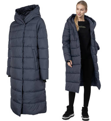 Długi płaszcz puchowy 4F KUDP018 z kapturem