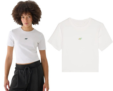 Koszulka damska 4F F1701 Bawełniana slim biała