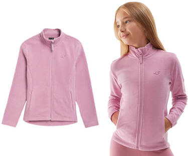 Polar dziewczęcy 4F F110 bluza na zamek bez kaptura jasny róż