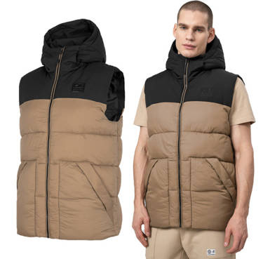Bezrękawnik puchowy 4F KUMP002 kamizelka męska brąz